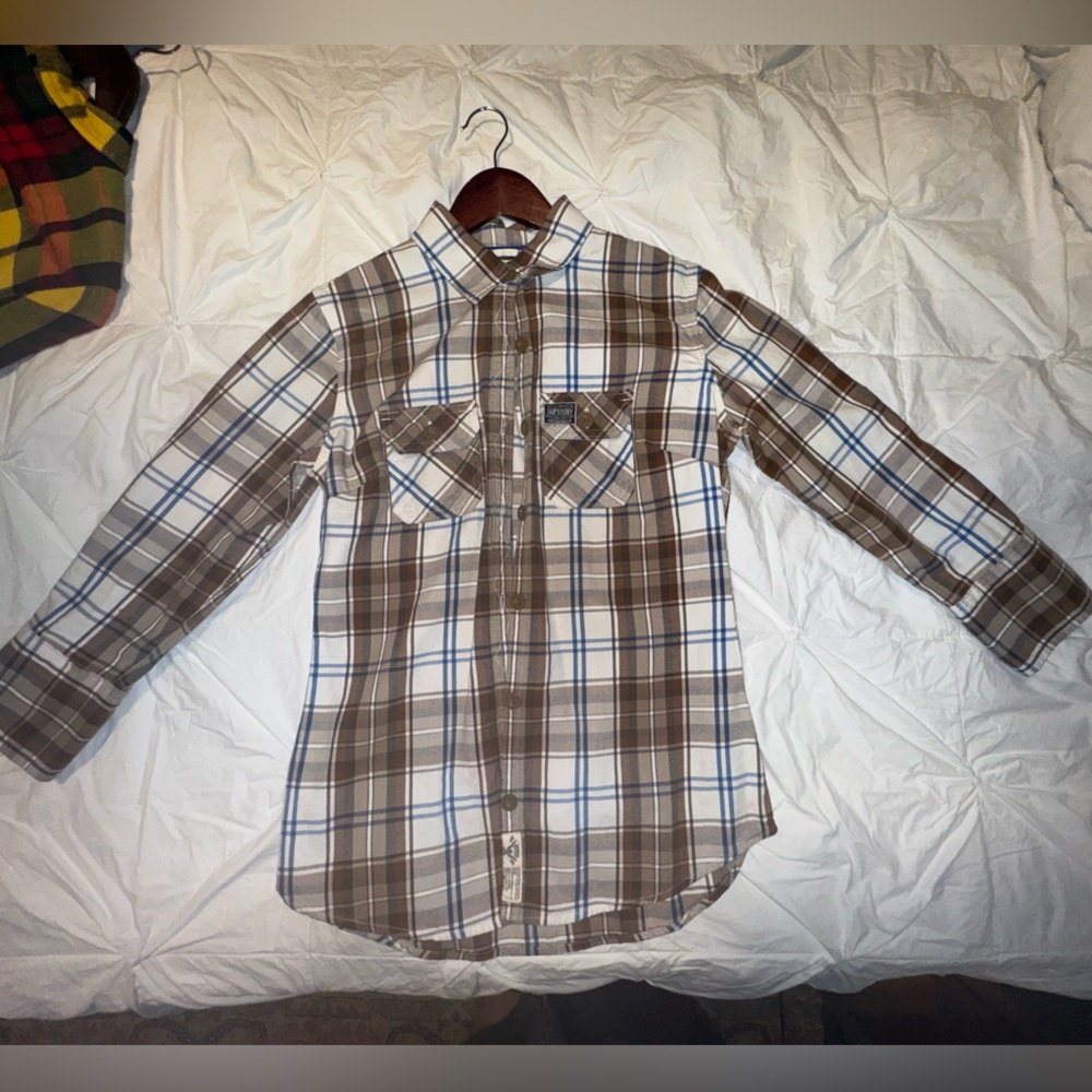 Women’s Superdry Brown and Blue Plaid Casual Shirt
